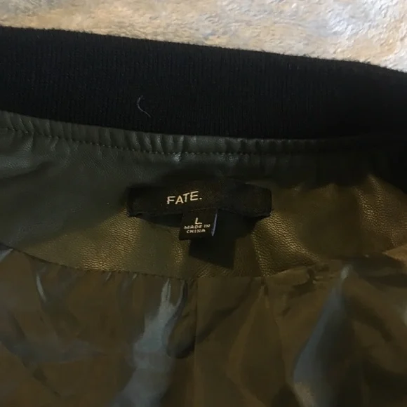 UO Fate Leather Bomber Jacket - Picture 3 of 4